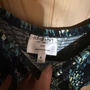 Torrid Super Soft Knit Top in Black, Blue, and Yellow